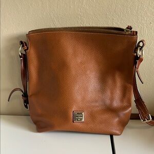Dooney & Bourke Brown Leather Messenger Bag with Crossbody Strap